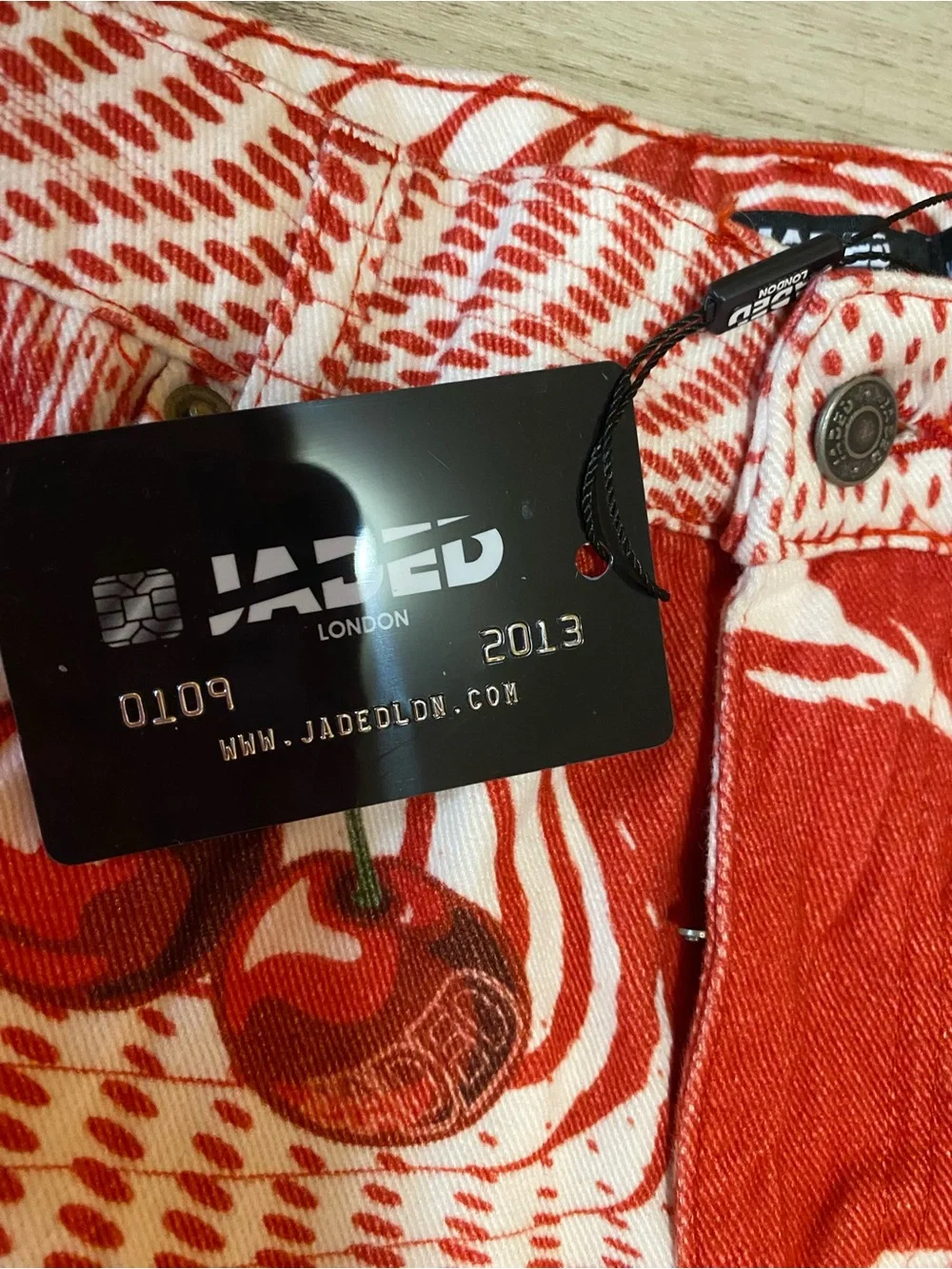 Jaded London Red Cherry Print Slouchy Boyfriend Jeans- NWT